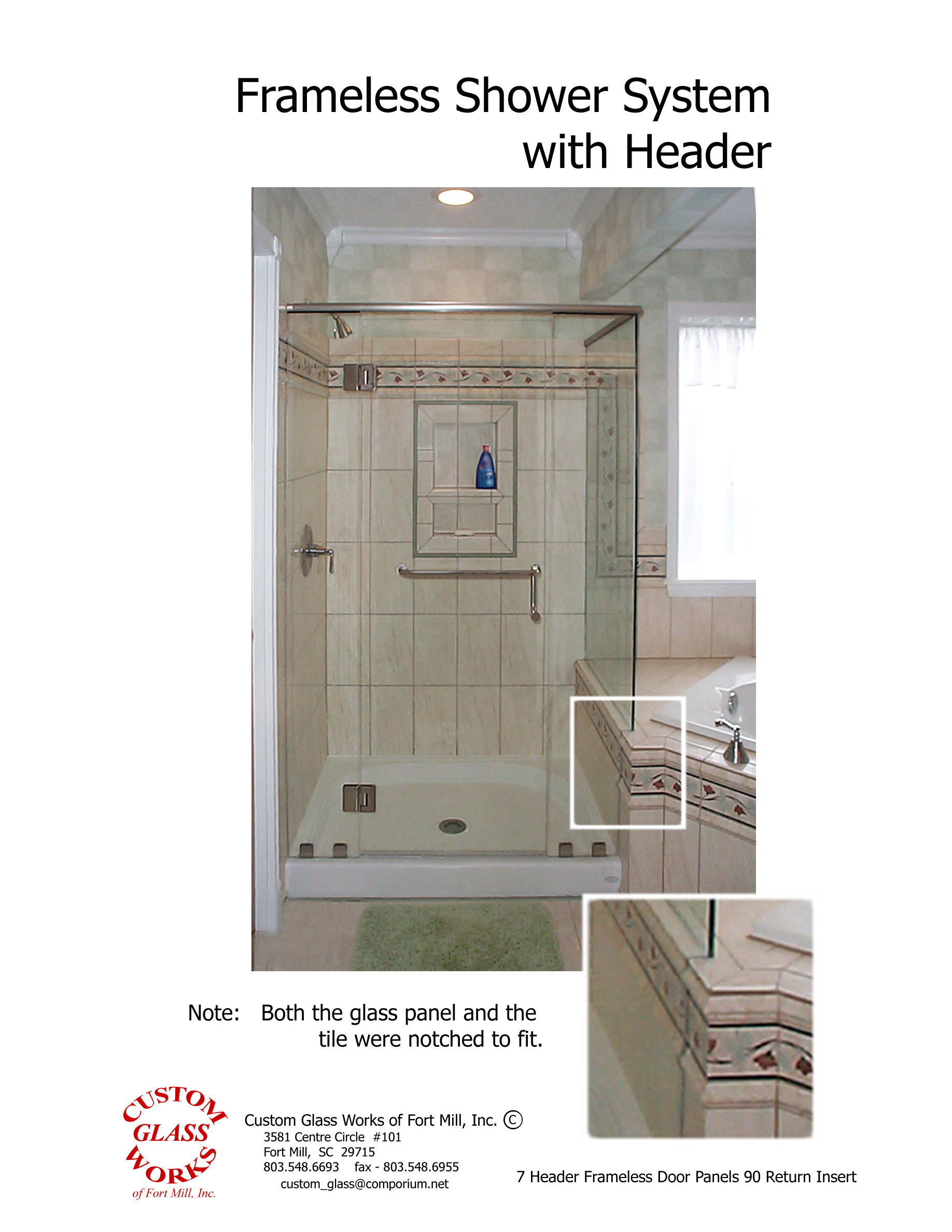 7 Header Frameless Door Panels 90 Return Insert